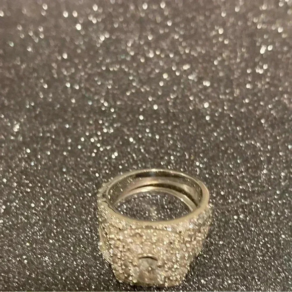 3ct. Halo Cushion Diamond Engagement Wedding Ring Set 10k White Gold (3 pcs.) - Picture 5 of 15